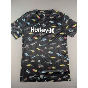 Hurley UPF 50+‎ Black Fishing Lure Rash Guard - Youth XL